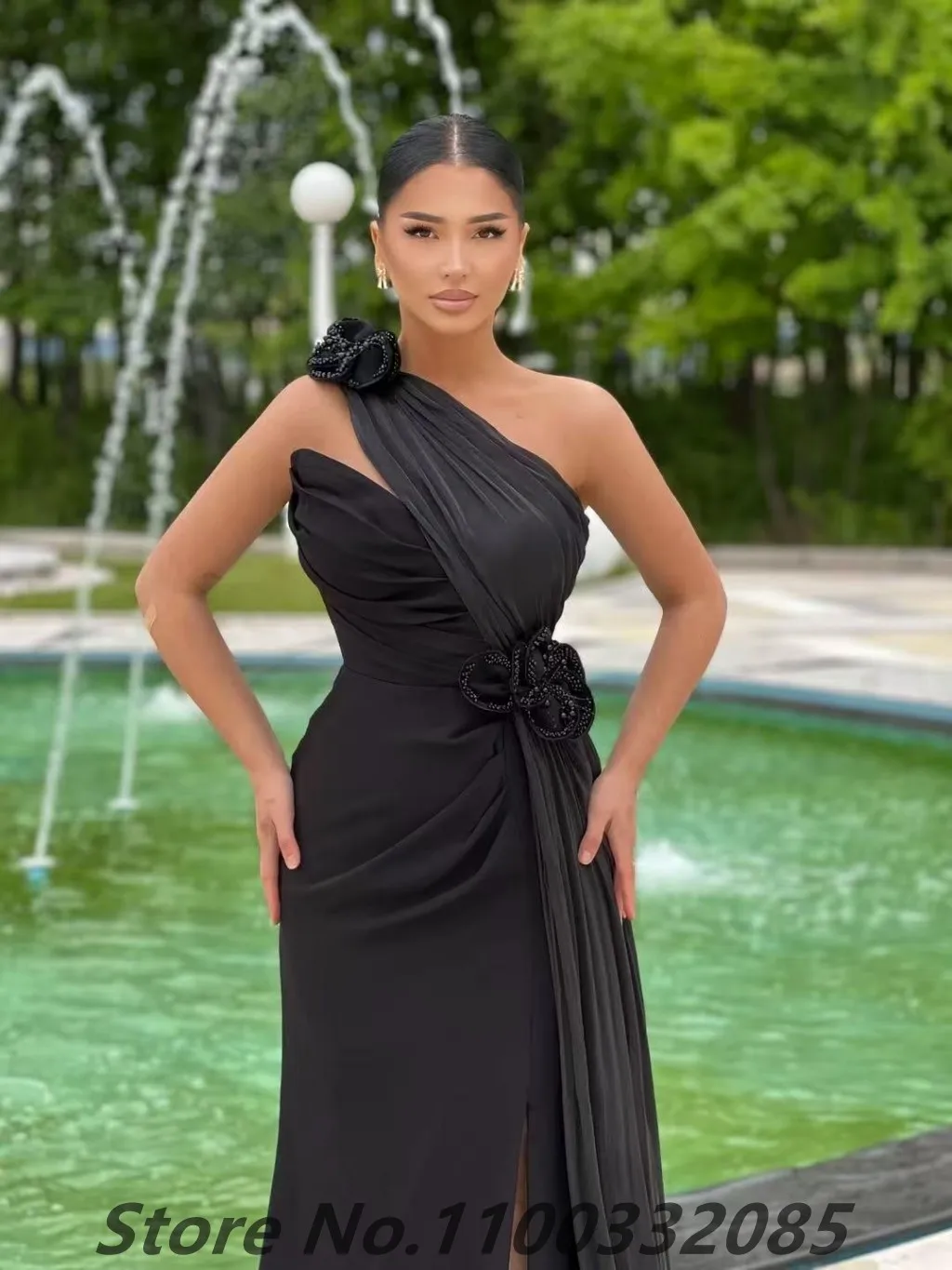 Eightale 2024 블랙 인어 한 어깨 이브닝 드레스 웨딩 파티 사우디 아라비아 댄스 파티 드레스 두바이 파티 가운 맞춤형