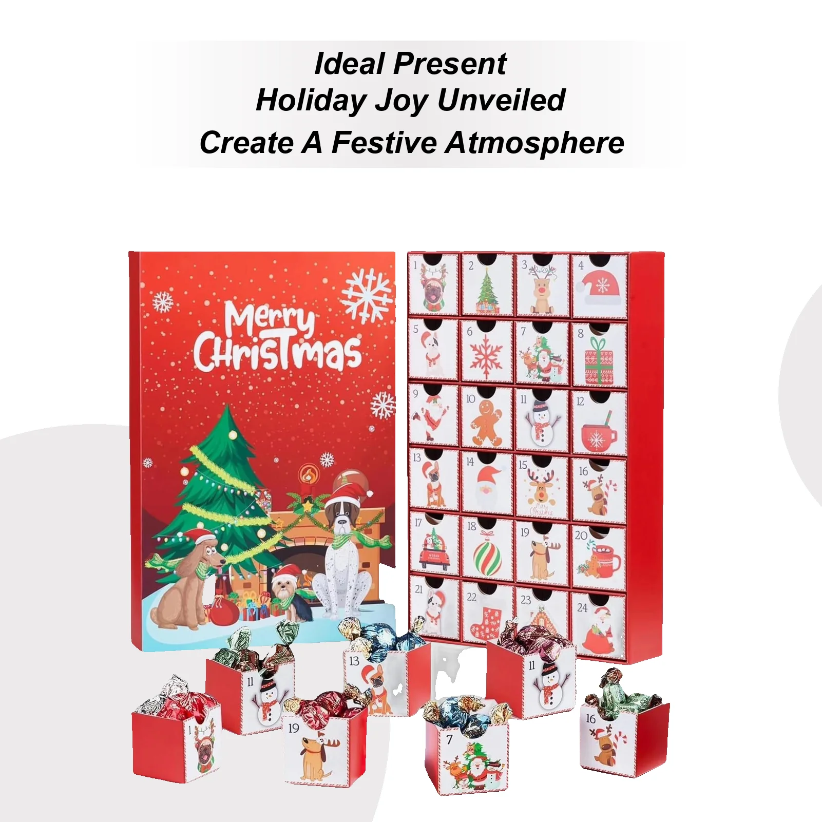 

Календарь обратного отсчета, праздничный пустой ящик, 24-дневный набор обратного отсчета для собак для праздничных вечеринок, семейный фестиваль, семья