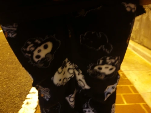 Hello Kitty flannel pajama pants, black thermal fleece pants, casual lounge pants, perfect for Halloween party! photo review