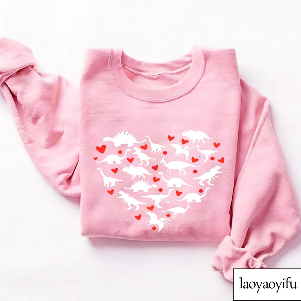 Dinossauro coração moletom dos namorados dinossauro moletom dos namorados suor dia dos namorados camisola engraçado dinossauros impressão hoodies