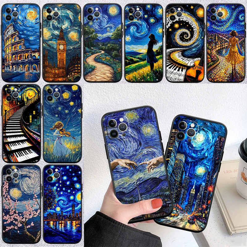 IW25 Starry Night Van Gogh Case for Samsung Galaxy A11 A12 A13 A15 A52S A53 A55 A56 A70 A71 A72 A73 F06 F16 F56 S10 Plus S10e