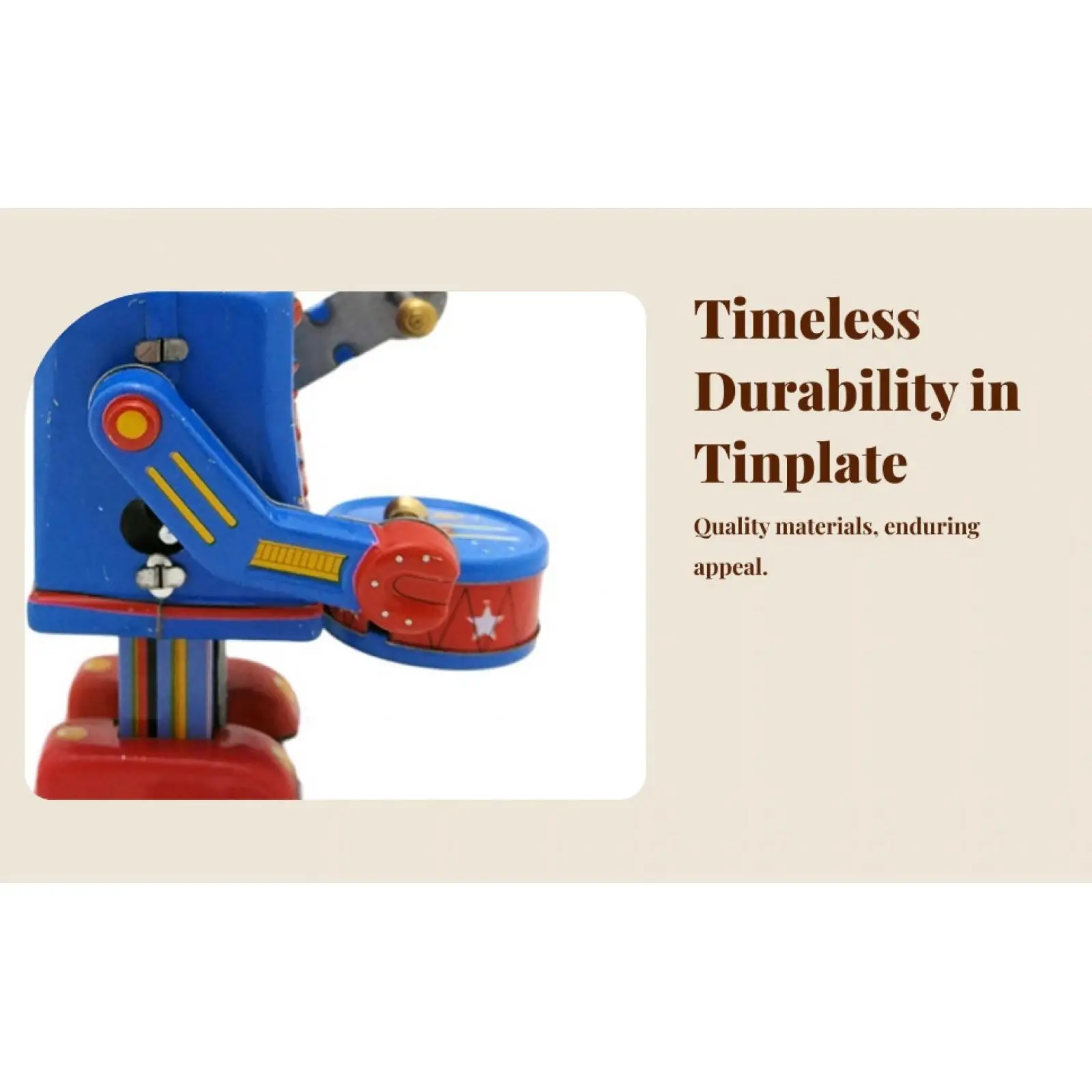 خمر يختتم الطبول لعبة روبوت صفيح العتيقة الرجعية لعبة ميكانيكية للأطفال الأولاد ديكور الطاولة #3