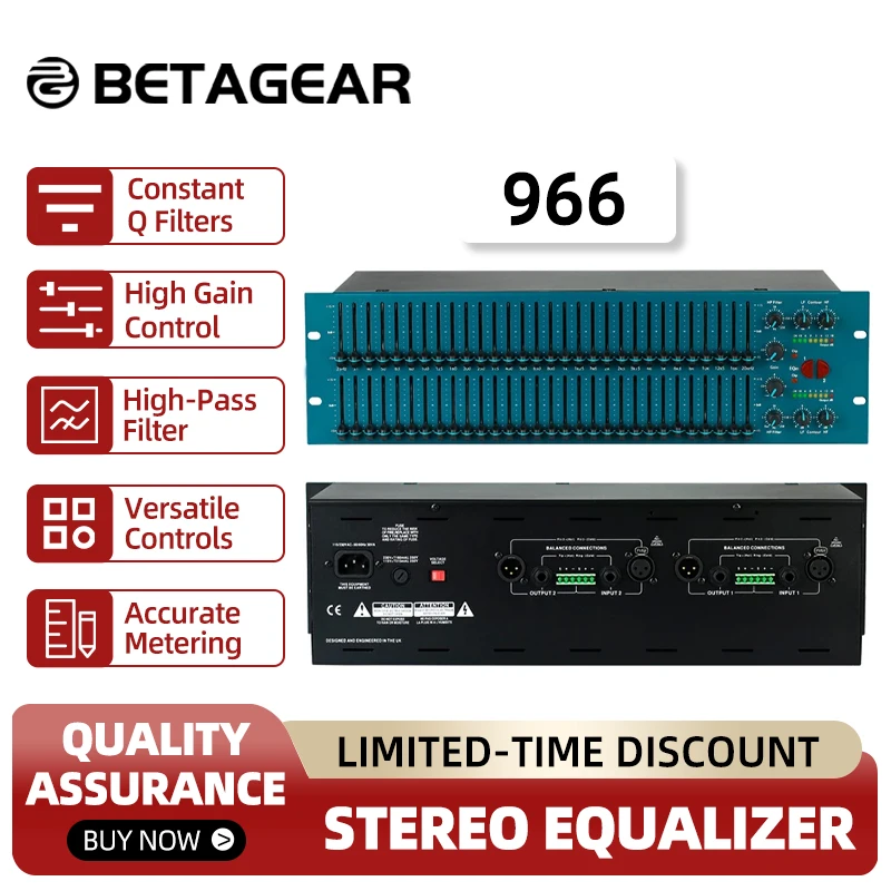Betagear Dual 31 Band Stereo Equaliser FCS966 Loudspeaker Management Graphic Equalizer Audio Professional Musical Instruments