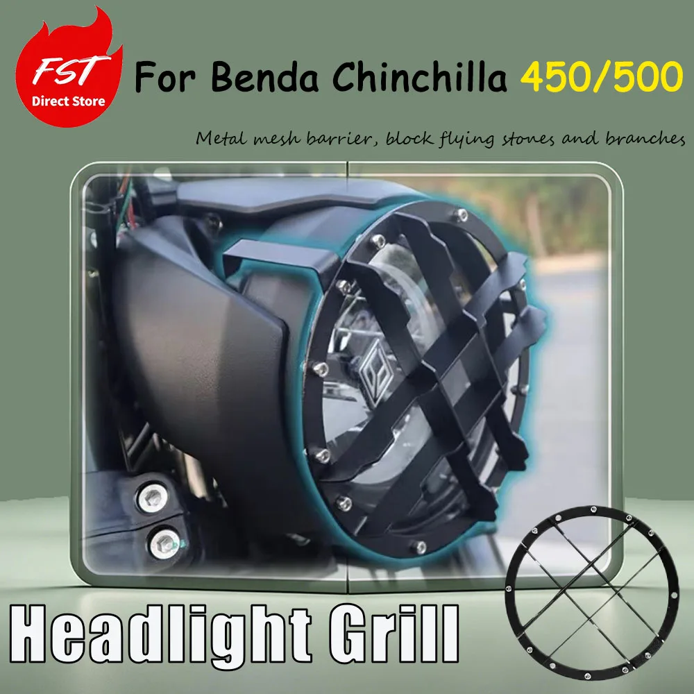 For BENDA Chinchilla 450/500 special modification accessory headlight cover retro headlight mesh cover