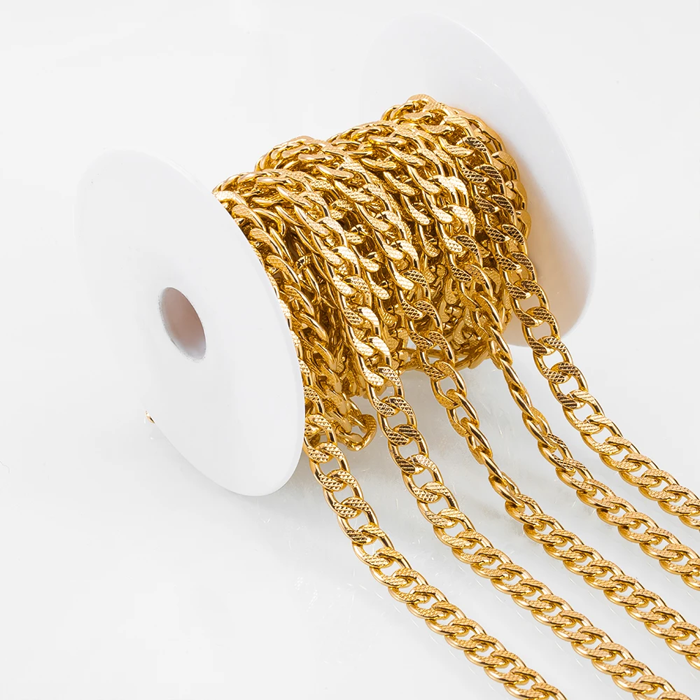 1m/2m Flat Pattern Link Chains 8x11mm Plated for Jewelry Making DIY Necklace Bracelet Chain Material Alloy Wholelsale