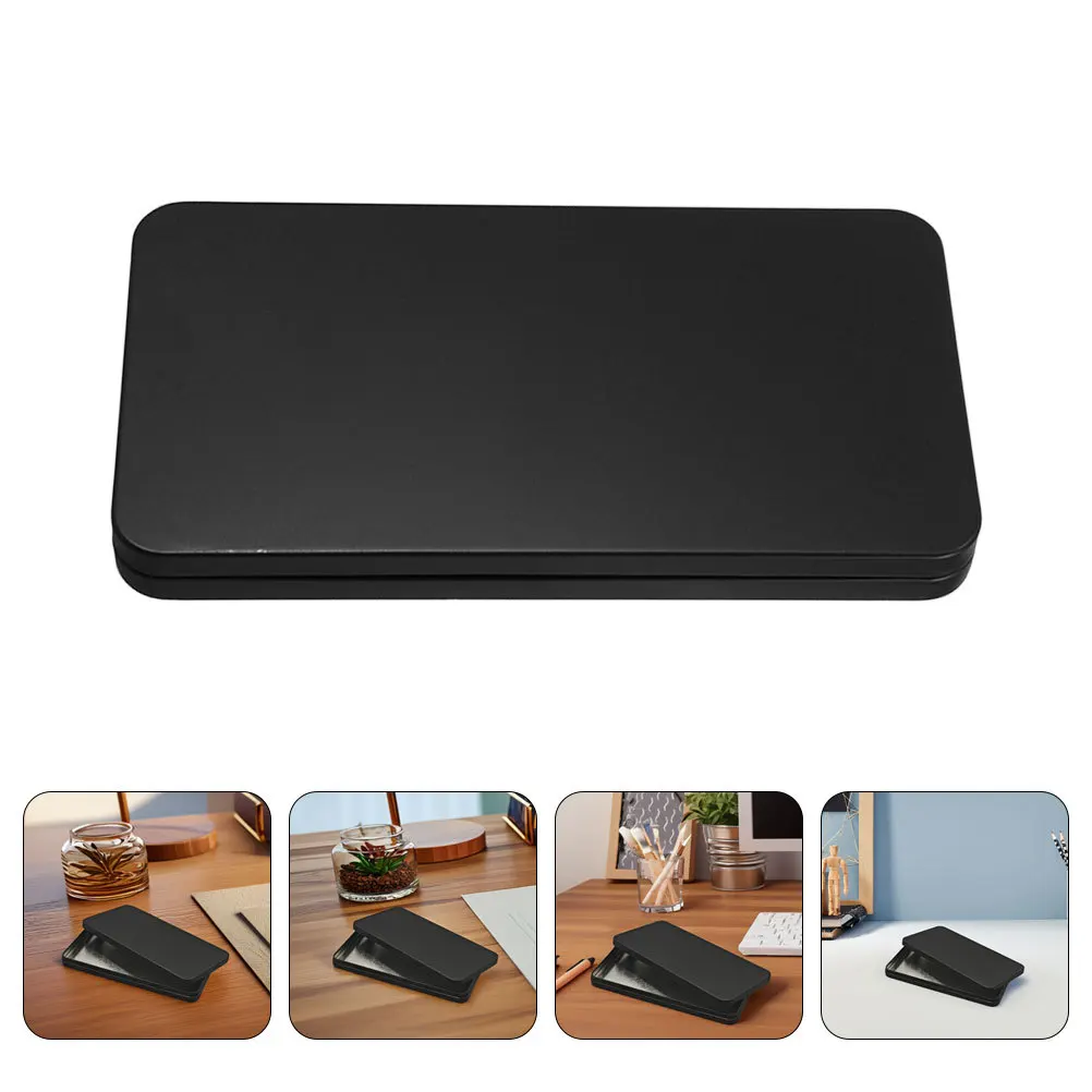 2 個の現金箱長方形の金属オーガナイザー黒蓋マネーコインジュエリースタンプ収納小さな現金ホルダーマネートレイ