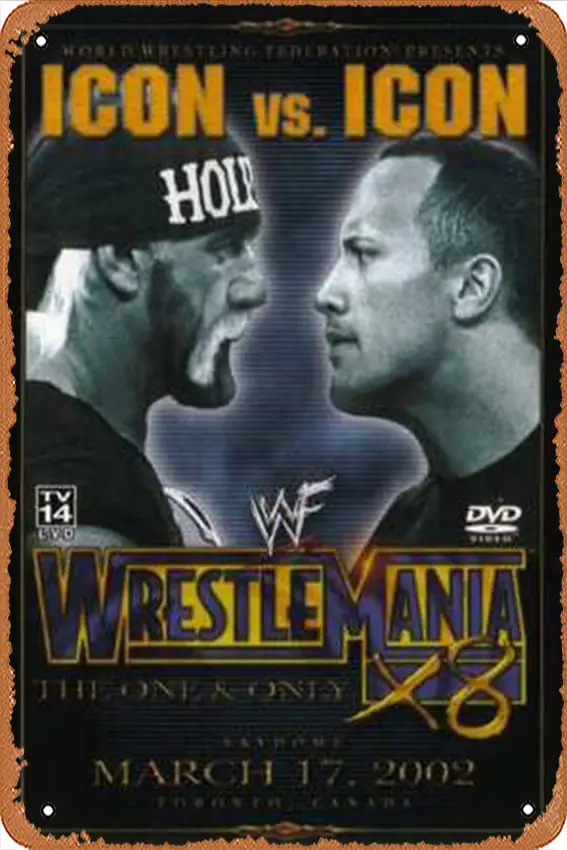 WrestleMania X-8 estanho sinal de metal vintage estanho sinais bar café casa decoração da parede retro filme cartaz 8x1 2 Polegada