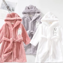 Kids Soft Pajamas Children's Winter Flannel Bathrobe 2023 New Cartoon Cute Sleepwear Boys Girls Autumn Robes Hooded Homewear