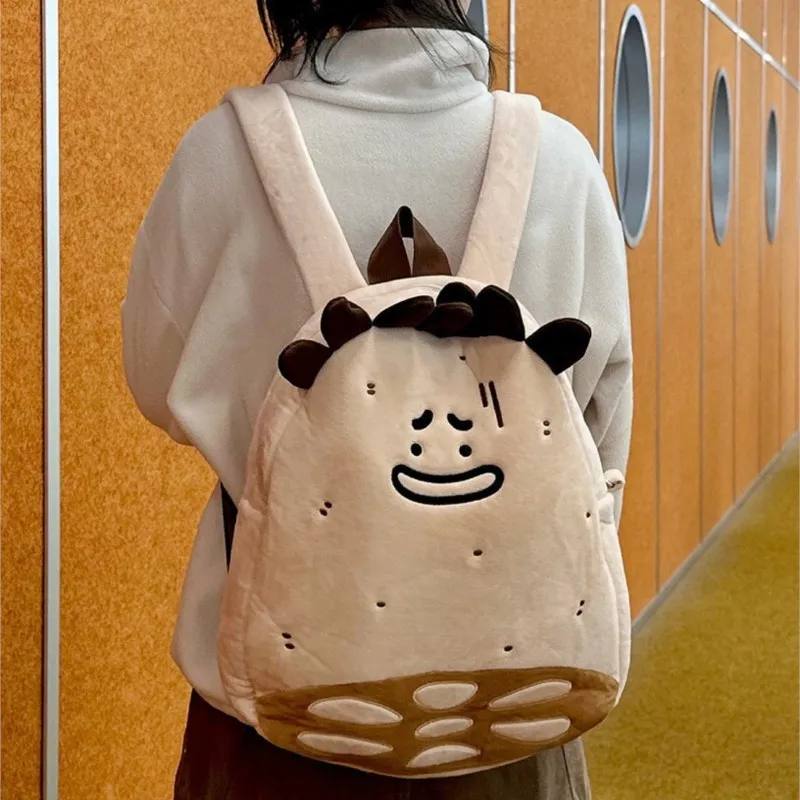 

Cute Lotus Root Backpack Girls Plush Doll Large Capacity Student School Bag Women Creative Cartoon Design Casual Daypack Gift