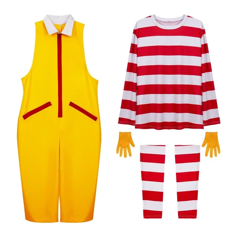 M Uncle Clown Cosplay Anime Parent-Child Costume Jumpsuits Fastfood Yellow Clown Clothing for Kids Adult Halloween Christmas sui