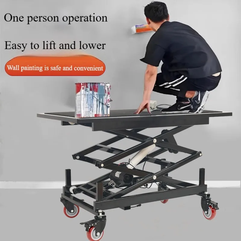 New Electric Lifting Horse Stool Folding Mobile Interior Decoration Tile Trolley Foot Lift Platform With Remote Control