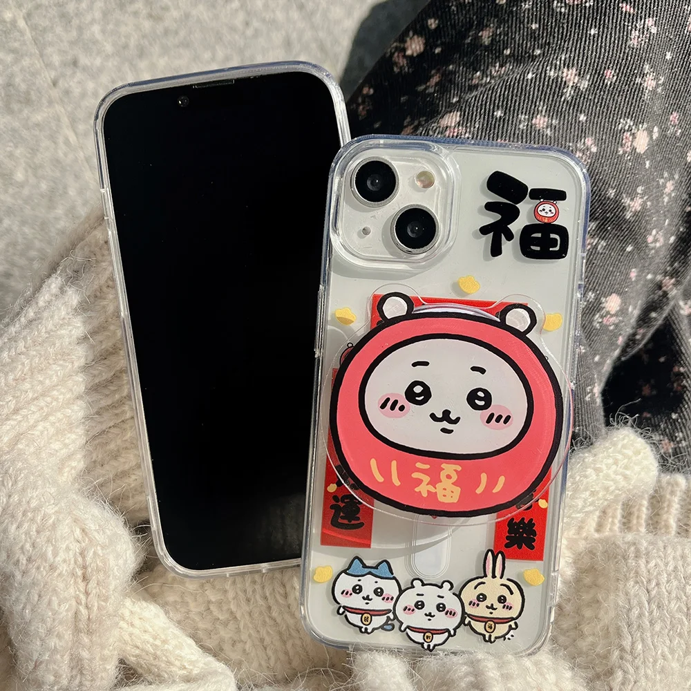 Cartoon Chiikawas Rabbits Hachiwares for Magsafe Magnetic Bracket Phone Case for IPhone 15 14 13 12 11 Pro Max Back Cover Gift