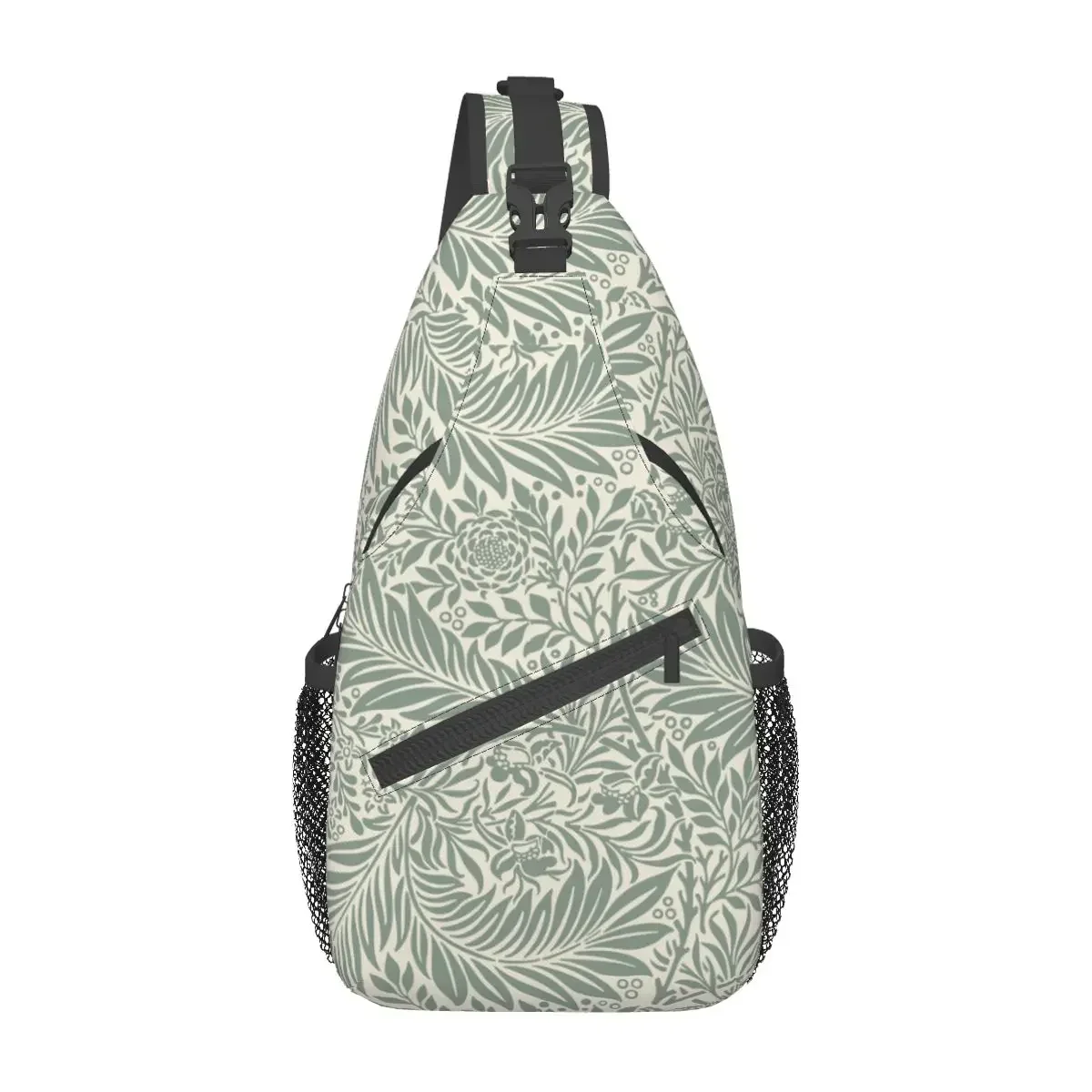 William Morris Green Crossbody Sling Bags Small Chest Bag Floral Art Shoulder Backpack Daypack for Hiking Travel Travel Bag