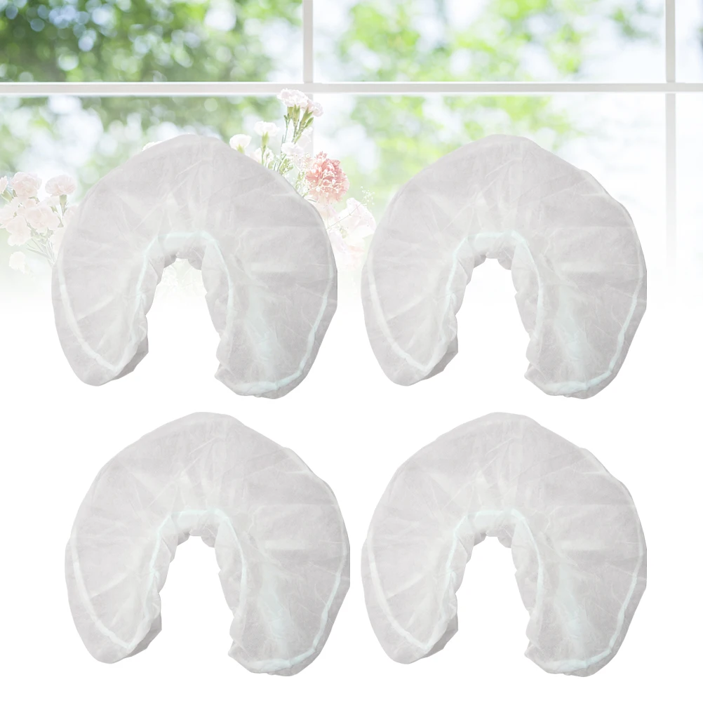 

50pcs U-shaped Disposable Pillow Covers Pillowcase Disposable Breathable Elastic Covers Fits Most Pillows Travel Massage