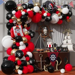 115Pcs Pirate Theme Balloon Garland Pirate Balloon Skull Latex Helium Balls Halloween Decorations Boys Birthday Party Supplies