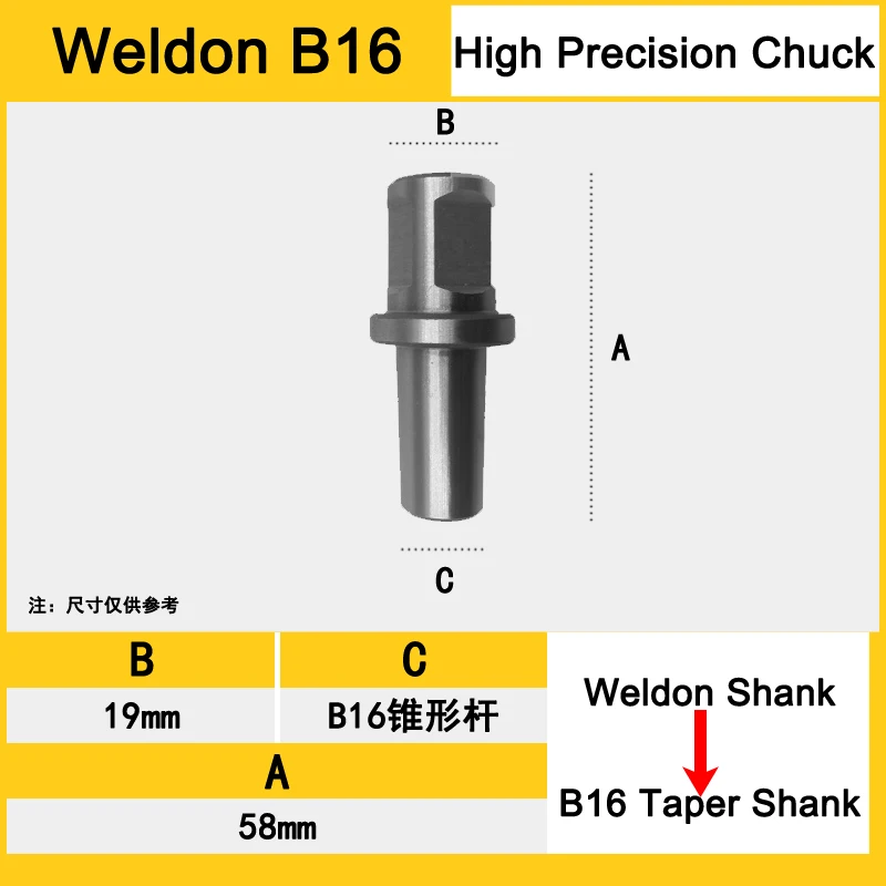 Adapter 3/4" Weldon/Universal/FEIN-Schnellspannschaft auf B16-Kegelschaft 1/2"-20UNF Gewinde, Magnetbohrfutter-Verbindungszubehör – Detail 1