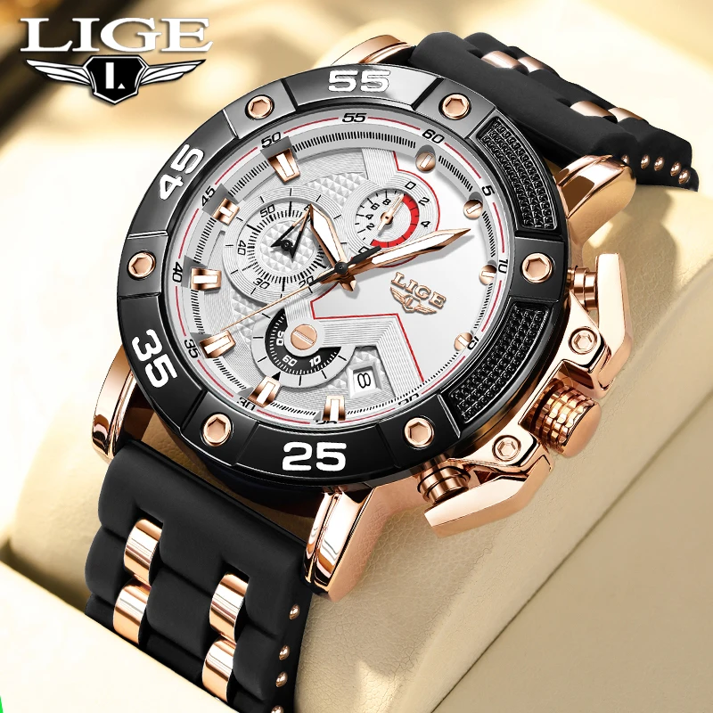 

2025 LIGE новые модные мужские часы спортивные роскошные часы мужские 30 м водостойкие светящиеся хронограф кварцевые наручные часы Reloj Hombre