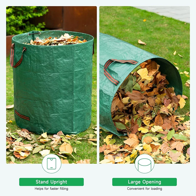 garden leaf bags - reusable heavy-duty garden bags, lawn pool garden greening garden yard garbage storage container leaf bags