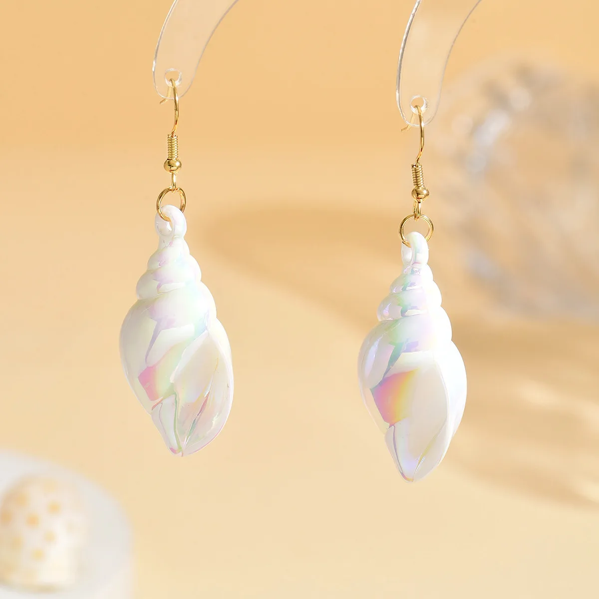 Korean Colorful Acrylic Shell Conch Drop Earrings for Women Girls Exaggerated Resin Statement Earrings Jewelry Brincos Gifts
