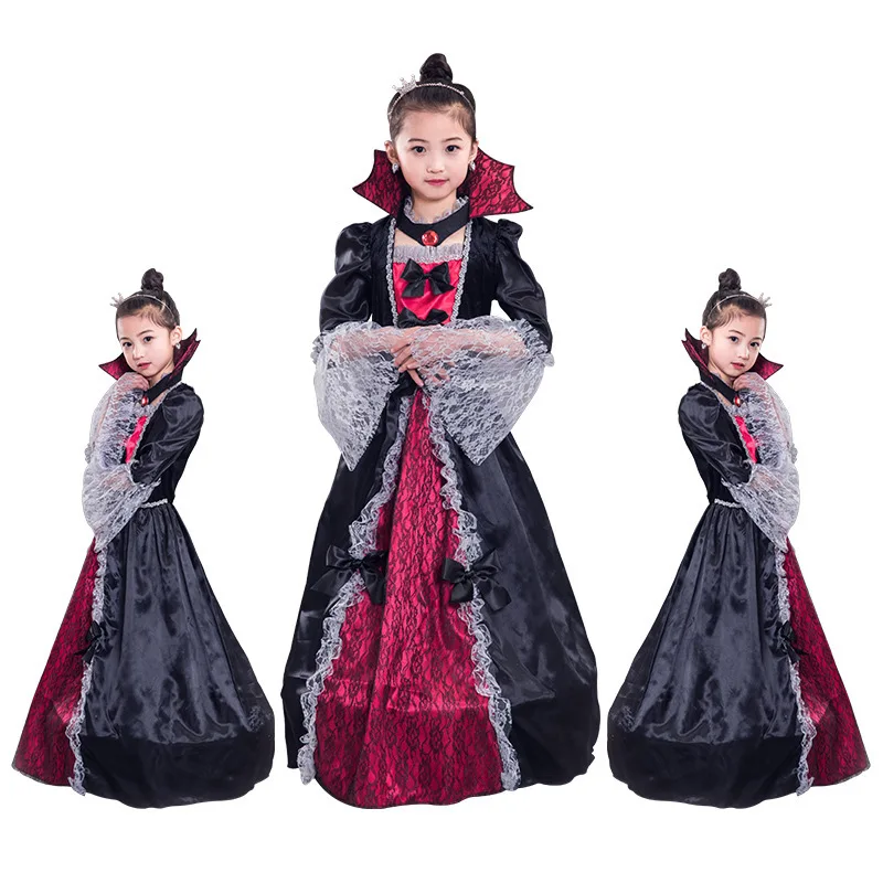 

loween Performance Costume Children's Ghost Festival Clothes Women Ghost Clothes Count Outfit Polyester Fiber