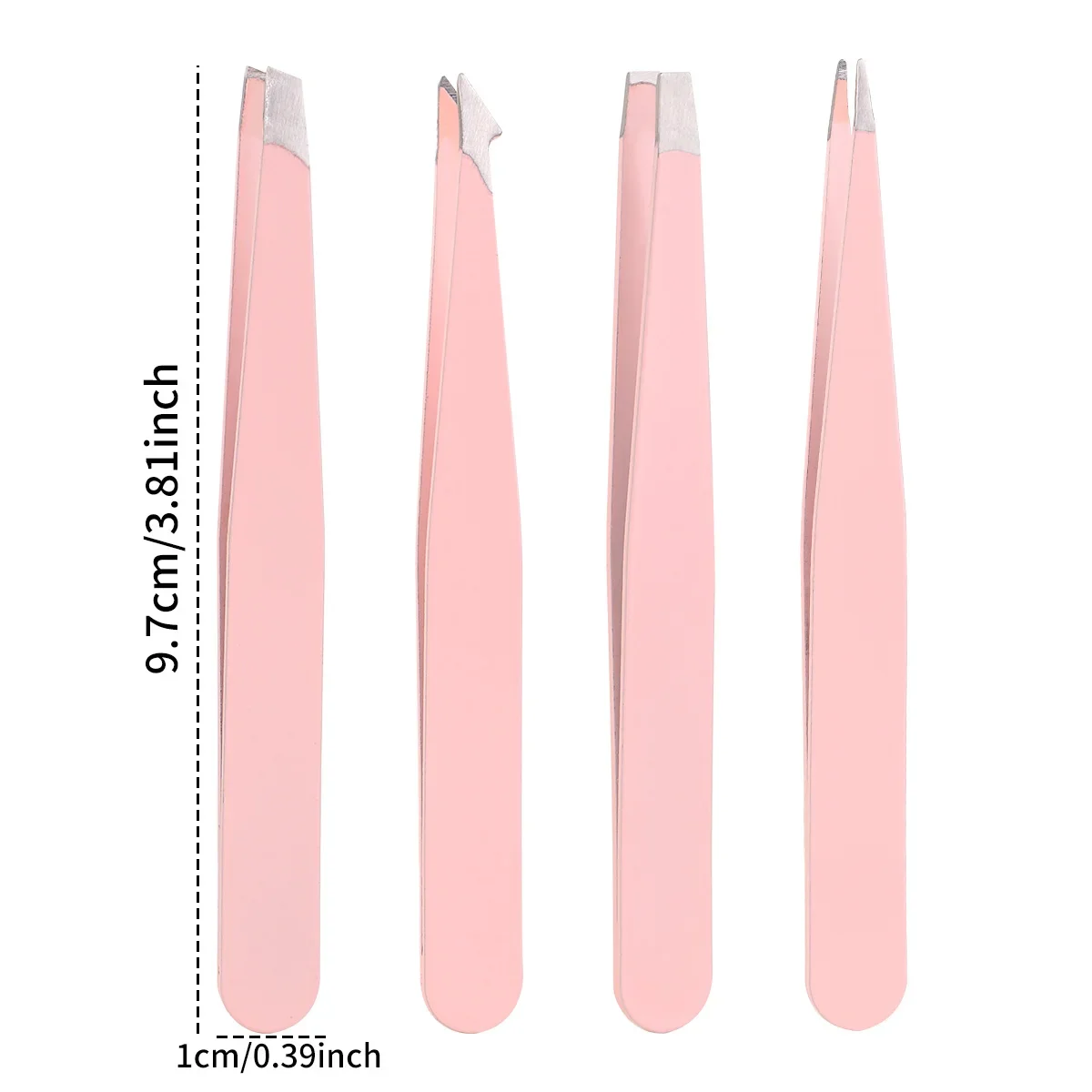 4 قطع ملاقط من الفولاذ المقاوم للصدأ عالية الدقة، أربعة أشكال مفتوحة مختلفة، يمكن استخدامها لشعر الوجه، للجنسين