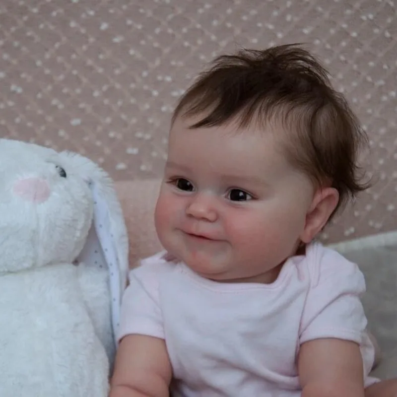 20 Inch Realistic Smiling Reborn Baby Doll, Hand‑Painted Open‑Eyes Newborn Girl Doll for Gift & Collection