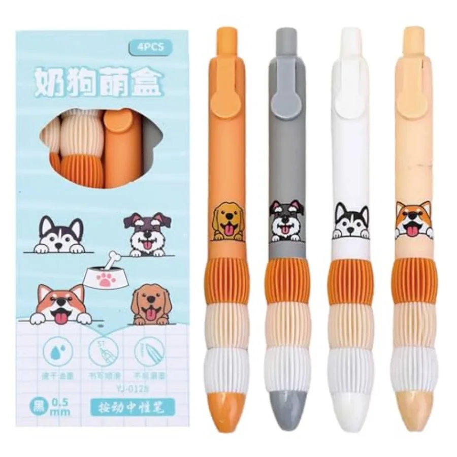 

4 Pcs Cute Gel Pens Retractable Pens Cartoon Pen 0.5mm Black Ink Smooth Writing Pen for Women Office School Supplies