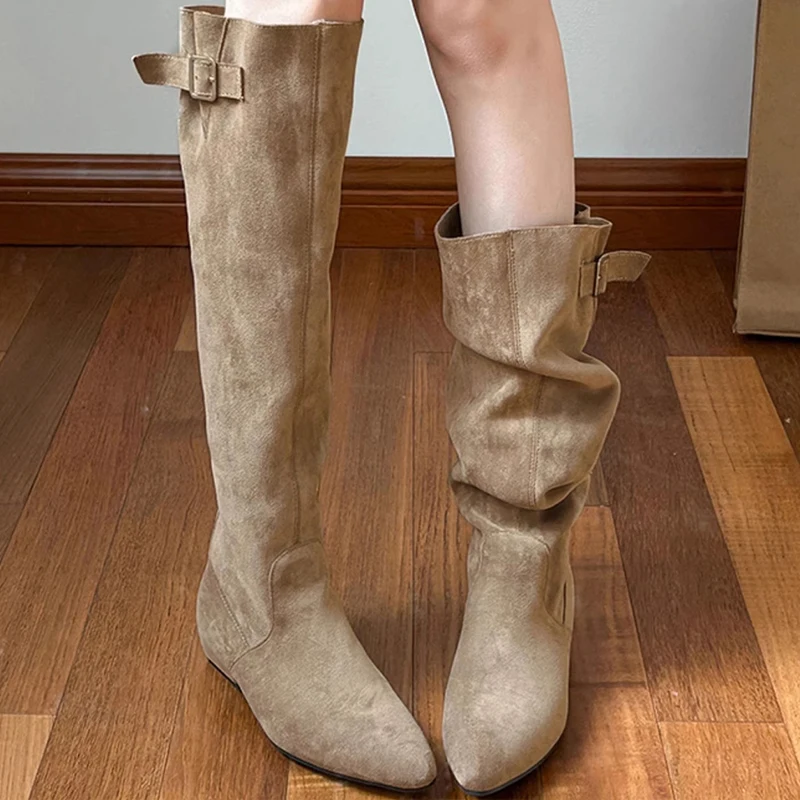 

Suede Women’s High Boots Elegant Knee High Heeled Boots Winter Fashion Shoes for Woman 2025 Sexy Pumps Party Sexy Modern Botas