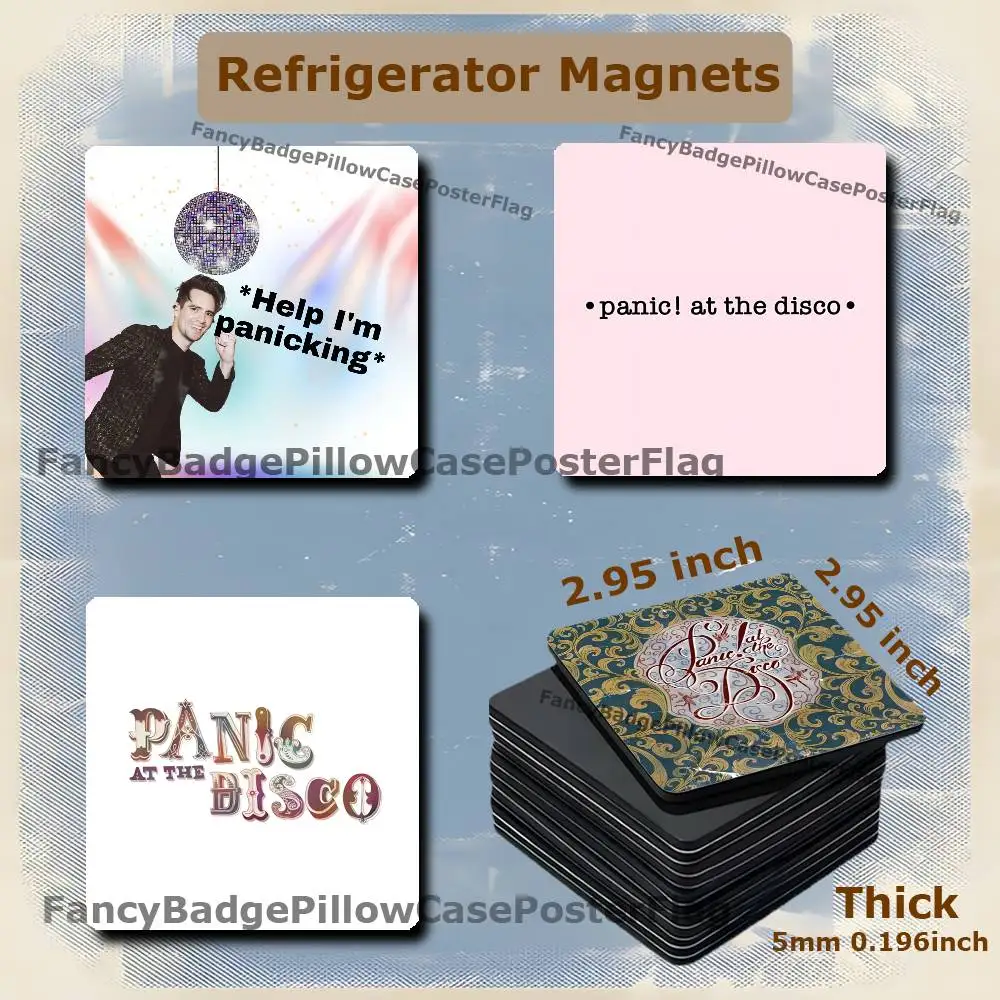 P-Panic At The Disco Fridge Refrigerator Magnet Set Creative Square Decorative Adhesive Stickers Magnets Festival Gift