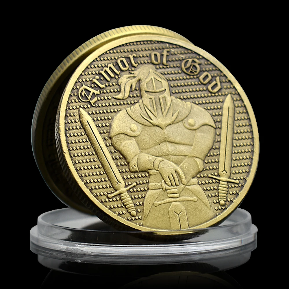 Armor of God Commemorative Coin Metal Medal Christian Armored Knight Ephesians Retro Challenge Coin Holiday Gift