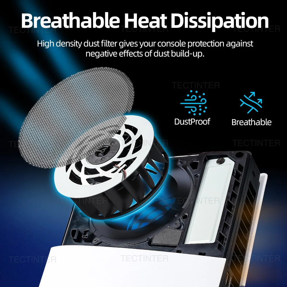 غطاء علبة شبكي مقاوم للغبار لمرشح الغبار لجهاز PS5/PS5، غطاء مضاد للغبار لوحدة التحكم PS5/PS5، غطاء مضاد للغبار لملحقات ألعاب PlayStation 5