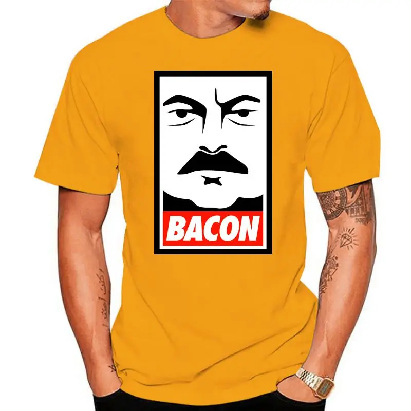 Ron Swanson Parks And Recreation Bacon White Custom Made T-Shirt Full-Figured Tee Shirt