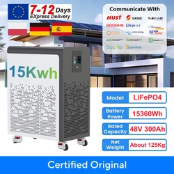 LiFePO4 48V 300Ah 15Kwh Battery Akku 6000 Cycles With Wheels 51.2V BMS 100Ah 600Ah Solar Energy Storage Lithium Battery EU STOCK