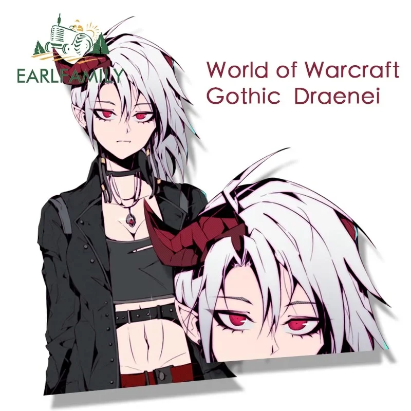 

EARLFAMILY Gothic Draenei Peeker Car Sticker Cartoon Punk Streetwear Decal Waifu Fanart JDM Peek Girl Stickers Car Accessories