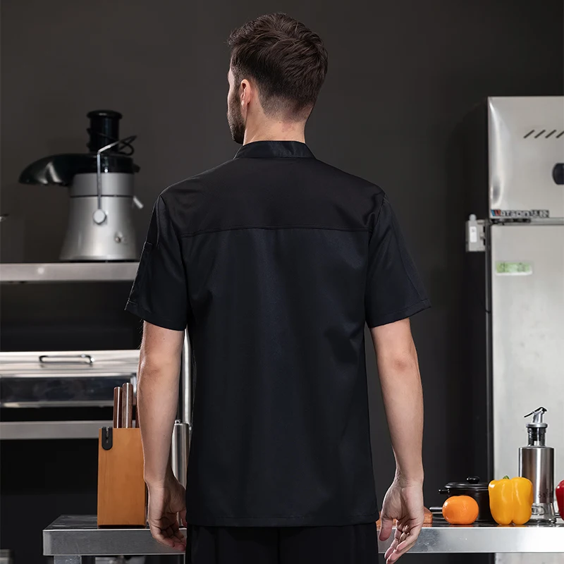 Uniforme de chef de service alimentaire pour hommes, vêtements de cuisine, veste de cuisinier, costume d'hôtel, vêtements de cuisinier