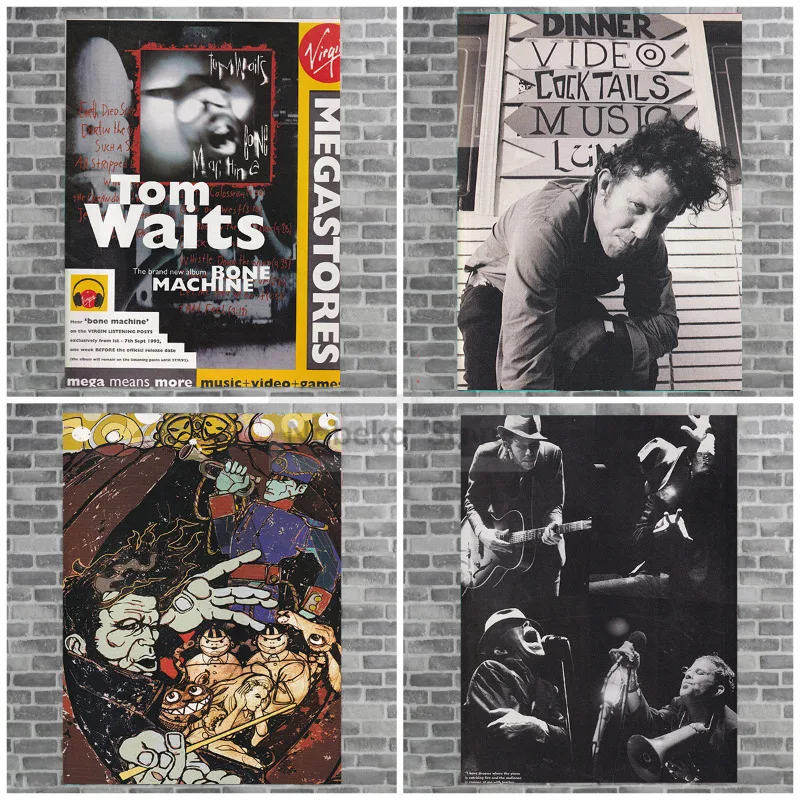 Vintage Magazine Clipping Posters Actor and Singer Tom Waits Portray a Person Prints Canvas Wall Art Pictures Home Room Decor