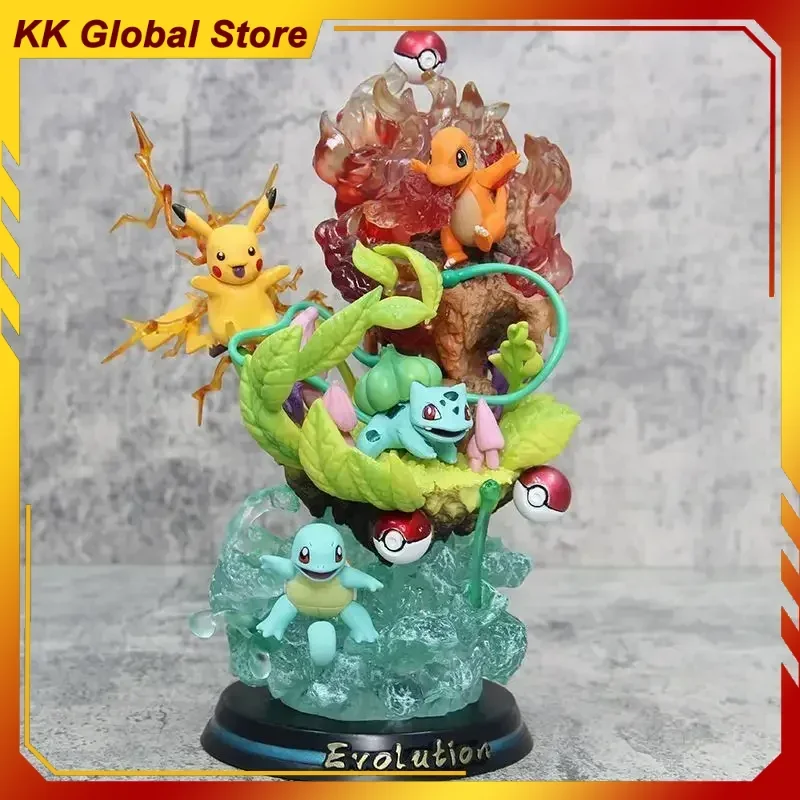 

25cm Pokemon Pikachu Genetics Three Anime Figure Peripheral Model Statue Cute Desktop Ornament Decoration Kids Birthday Gift Toy