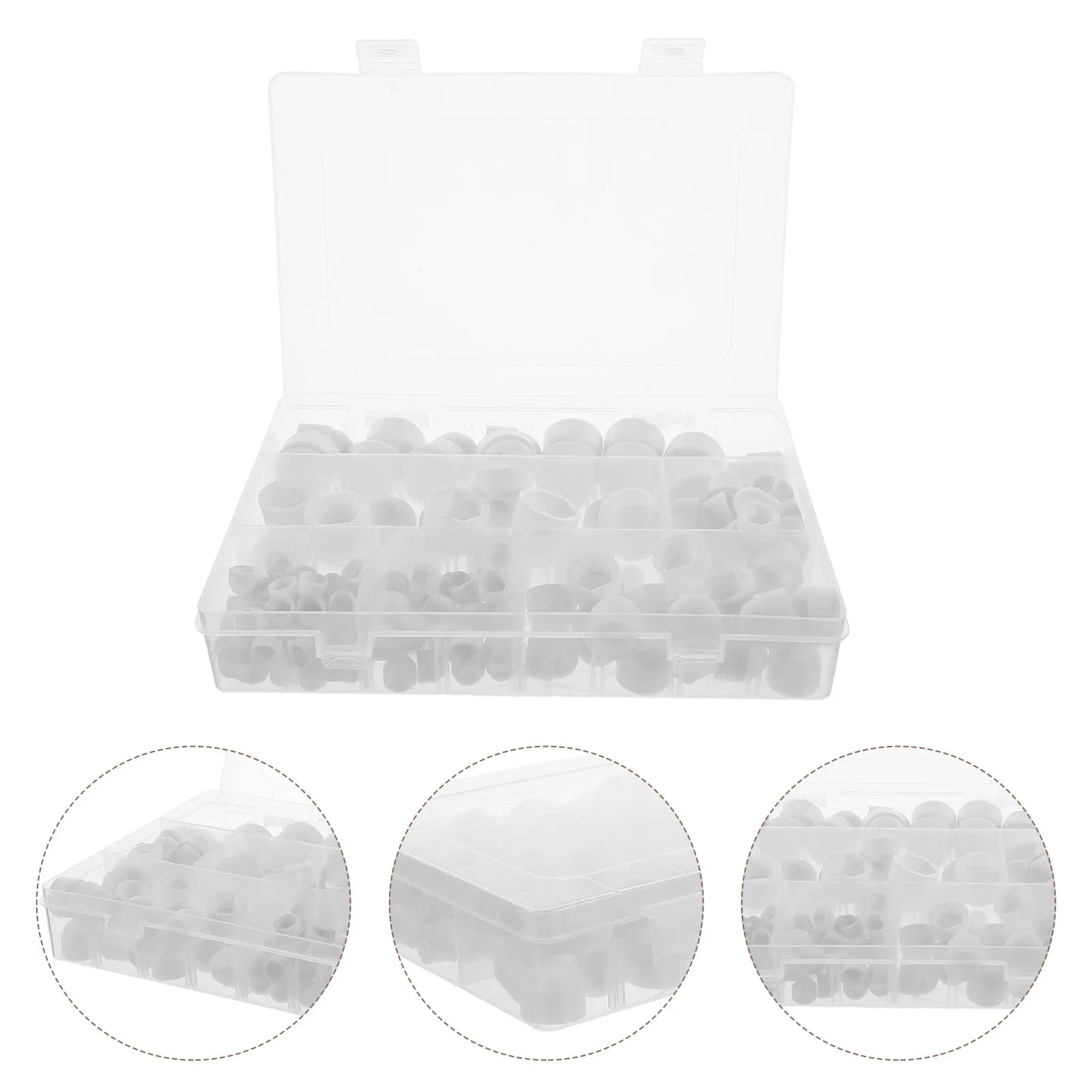 

160Pcs Hex Rubber Nut Covers White Bolt Cap Set Screw Thread Protector Safety Bolt Covers Rubber Caps Screw Thread Protectors