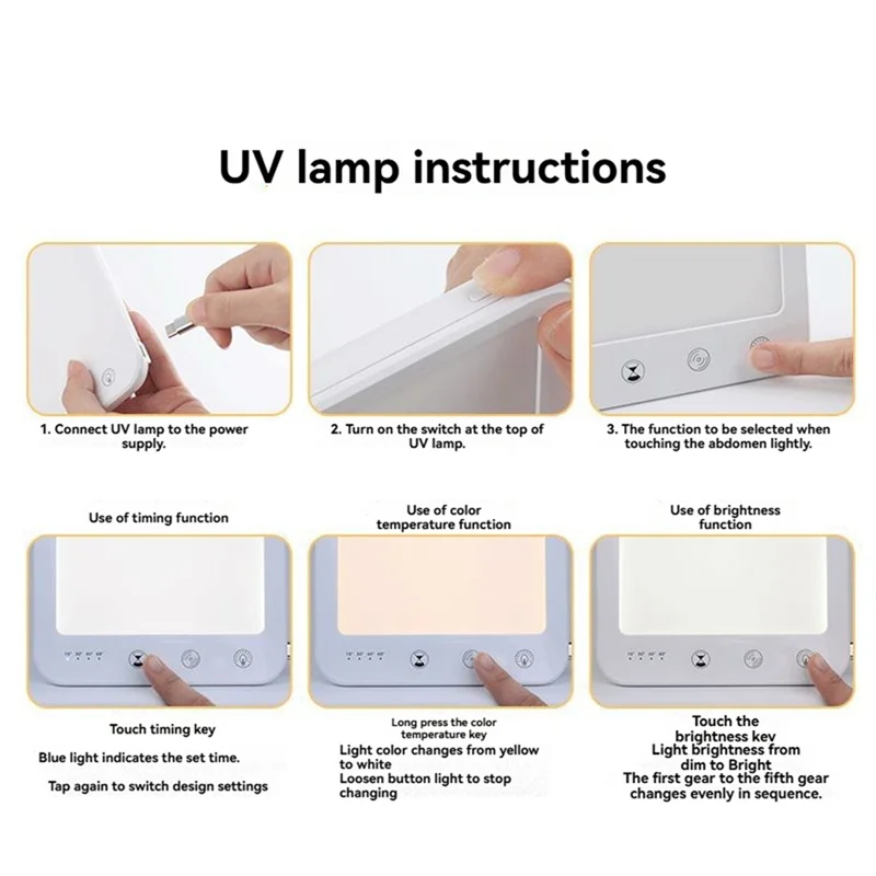 Lámpara de terapia de luz ABCL, lámpara solar de 10000 Lux con 5 niveles de brillo ajustables, lámpara de terapia de luz triste con Control táctil