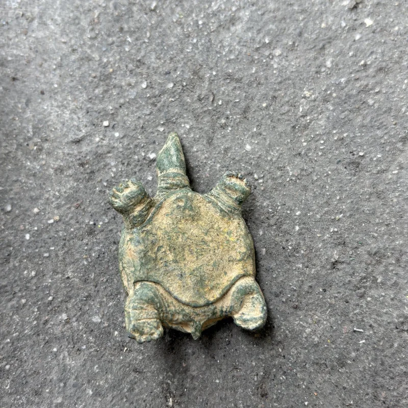 Miscellaneous Collection: Qin Han Period Inlaid with Gold Silver Bronze Small Tortoise and Frog