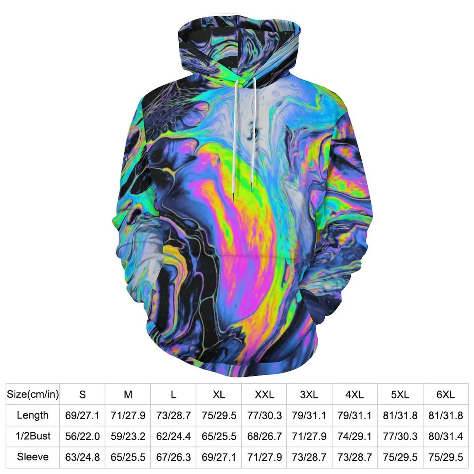 Colorful Marble Loose Hoodies REST MY CHEMISTRY Street Fashion Pullover Hoodie Men Long Sleeve Graphic Sweatshirts Plus Size