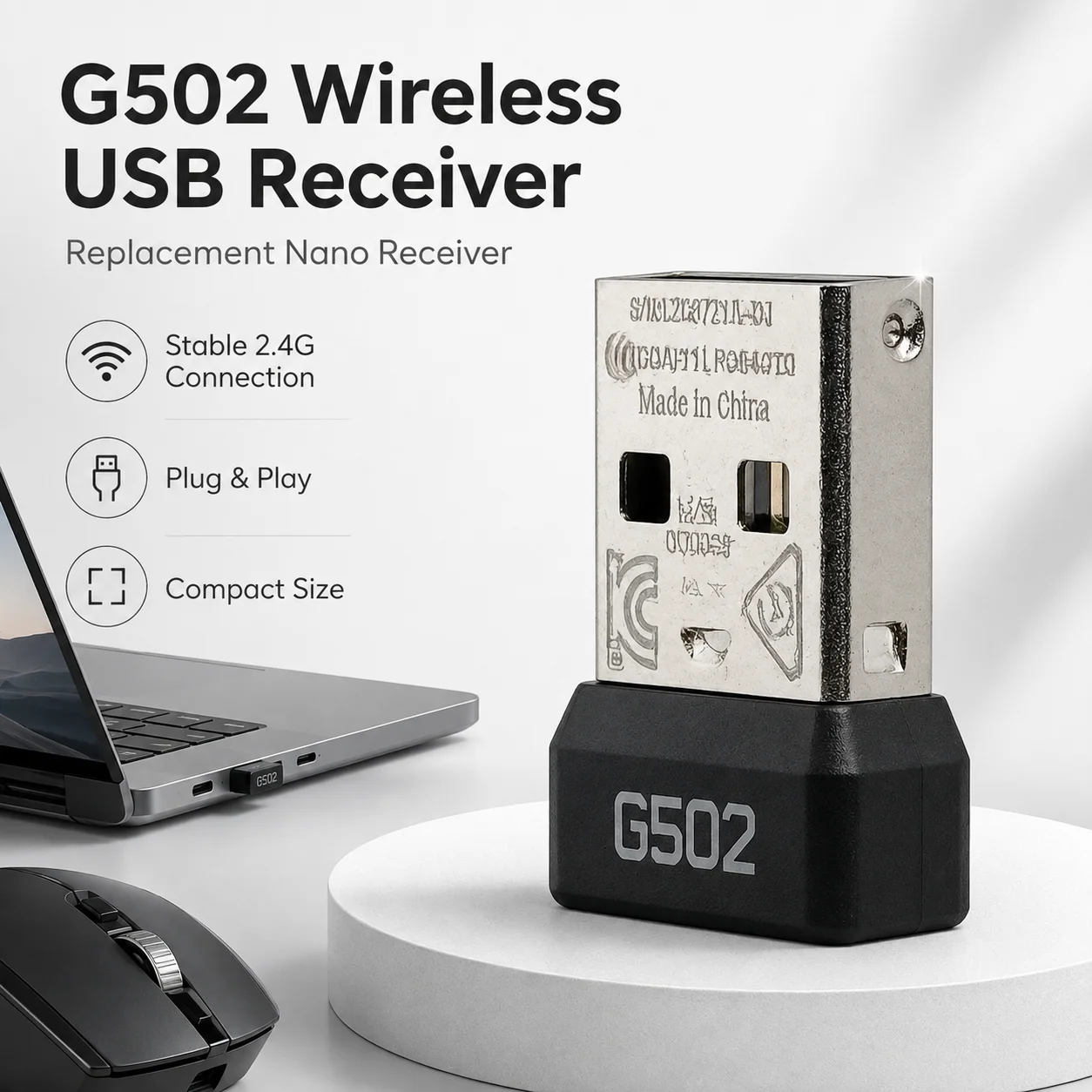 USB Receiver Dongle for Logitech G502 Wireless Gaming Mouse Nano Receiver Replacement Adapter Repair Parts Accessory