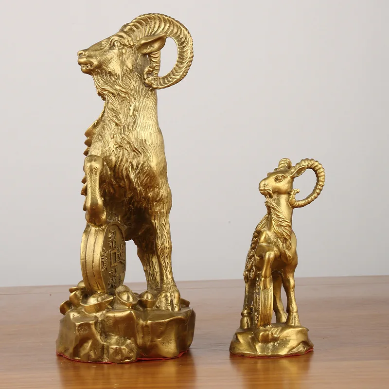Zodiac Leading Three Kai Tai Home Decor Brass Ornament Money Sheep Bronze Ware