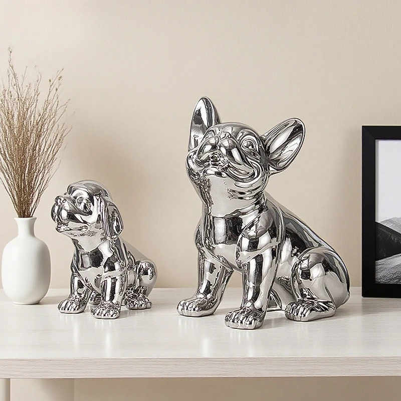 

Modern simple lucky dog ceramic electroplating small ornament home desktop wine cabinet soft children's room jewelry