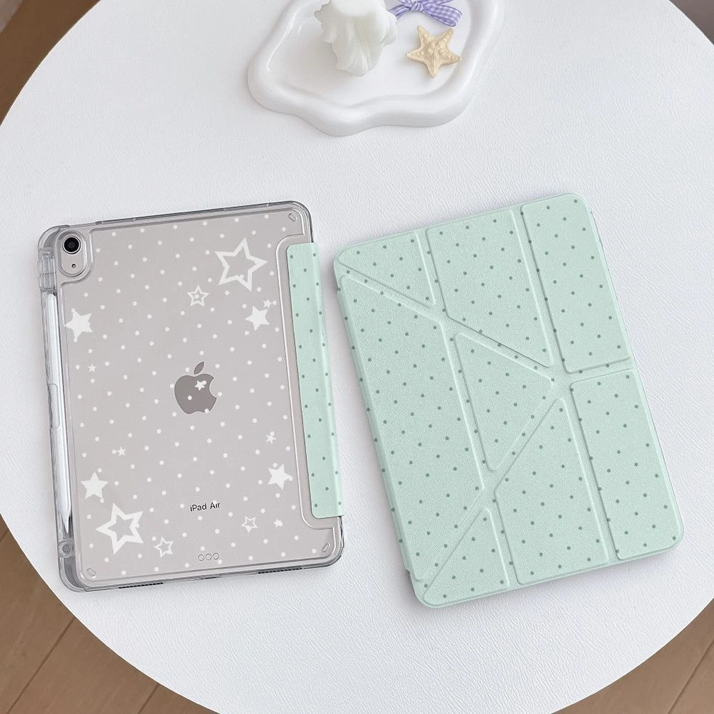 Simple Star Polka Dot Cute Y2K Tablet Case For iPad Pro 11 12.9 13 A16 M2 M4 M3 M5 Shell 5/6/7/8/9/10/11th Mini Air 3 4 5 Cover