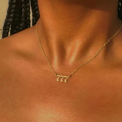 Collar con número de Ángel para mujer, gargantilla de acero inoxidable, cadenas góticas, joyería Vintage, estética, 777