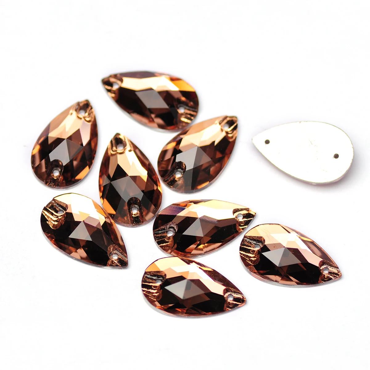 YANRUO 3230 قطرة الضوء المدخن توباز خياطة على الكريستال أحجار الراين المسطحة دمعة حجر الراين للخياطة فساتين الزفاف