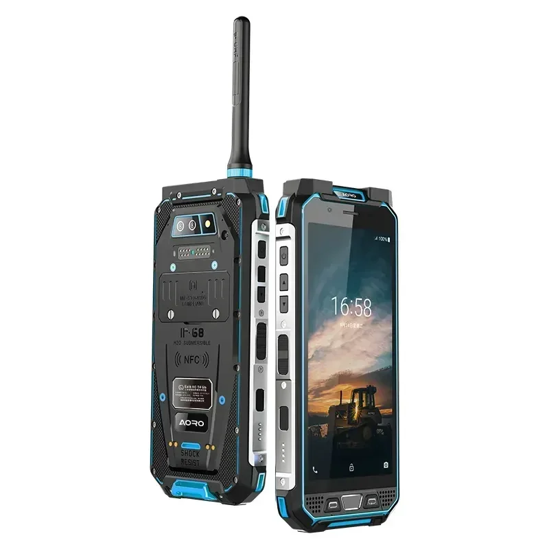 AORO M5 Android 4G IP68 DMR UHF Vhf Radio resistente al agua teléfonos móviles Woki Toki teléfono móvil Digital con Walkie Talkie