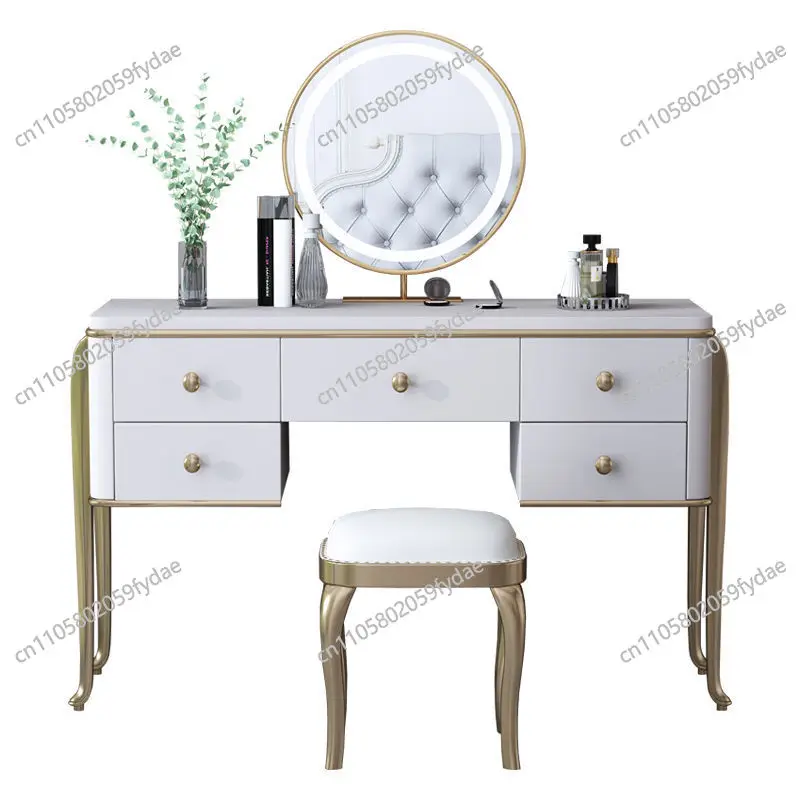 

American light luxury solid wood dresser simple master bedroom European luxury makeup storage cabinet integrated table