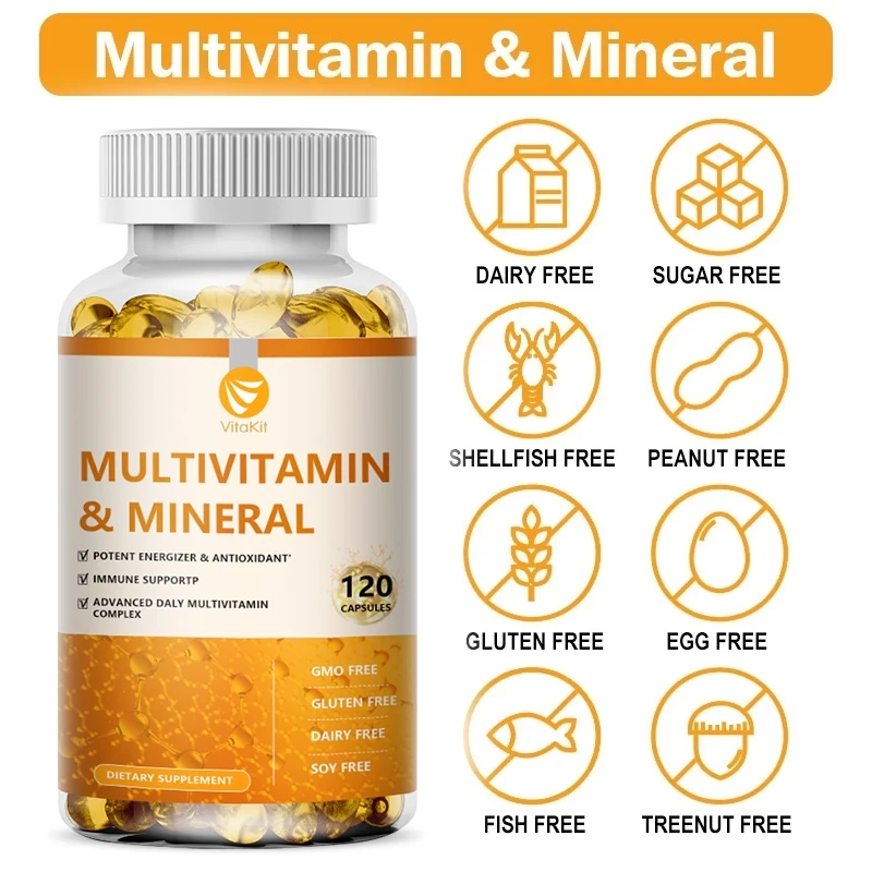 Vitamines & Minéraux 120 Gélules |   Suppléments vitaminés |   Formule complète multivitamines et minéraux |   100% authentique